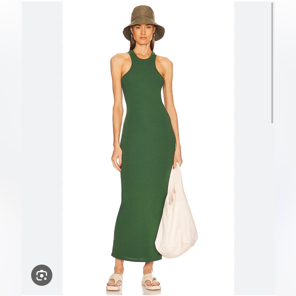Helsa Revolve Jersey Double Halter Long Dress in Forest Green